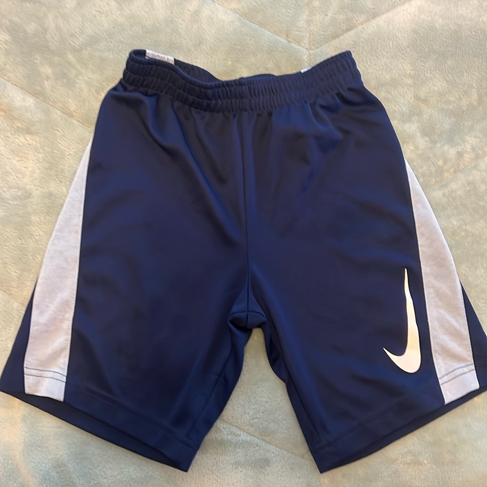 SOLD Youth Boys Shorts Navy Blue Light Blue White Logo Size 7